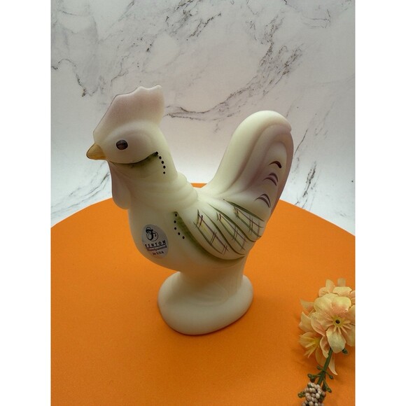 Fenton Hand Painted Burmese Satin Rooster Signed by C.A. Hall - 5 1/4" Tall - Picture 3 of 9